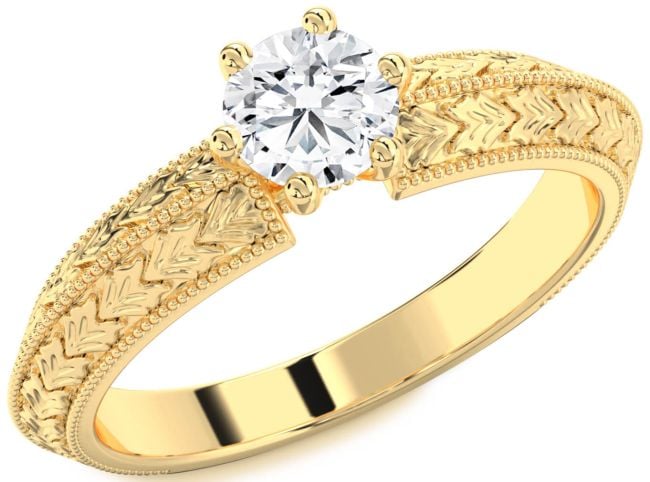 Diamond Gold Round Vintage Engagement Ring