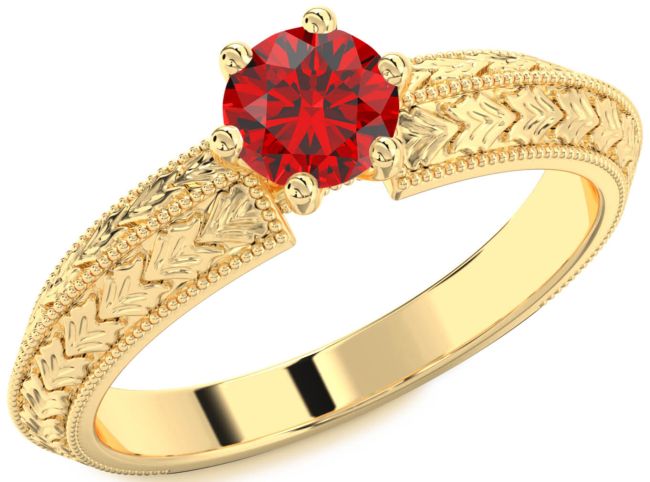 Ruby Gold Round Vintage Engagement Ring