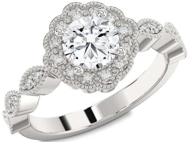 Diamond White Gold Halo Round Engagement Ring