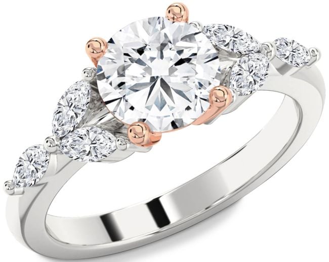 Diamond Platinum & Rose Gold Round Engagement Ring