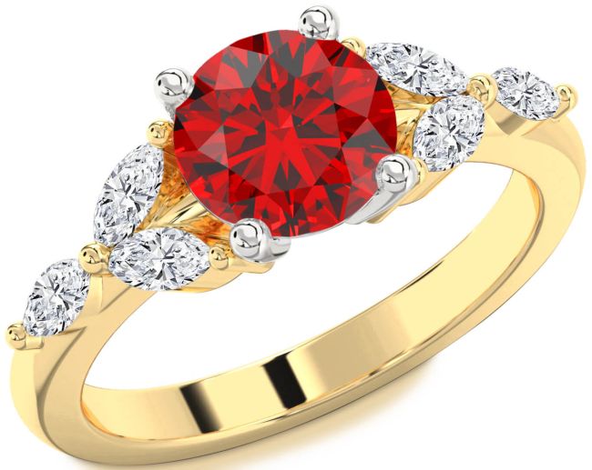 Diamond Ruby Gold Silver Round Engagement Ring