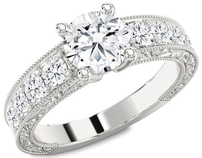 Diamond Platinum Round Vintage Engagement Ring