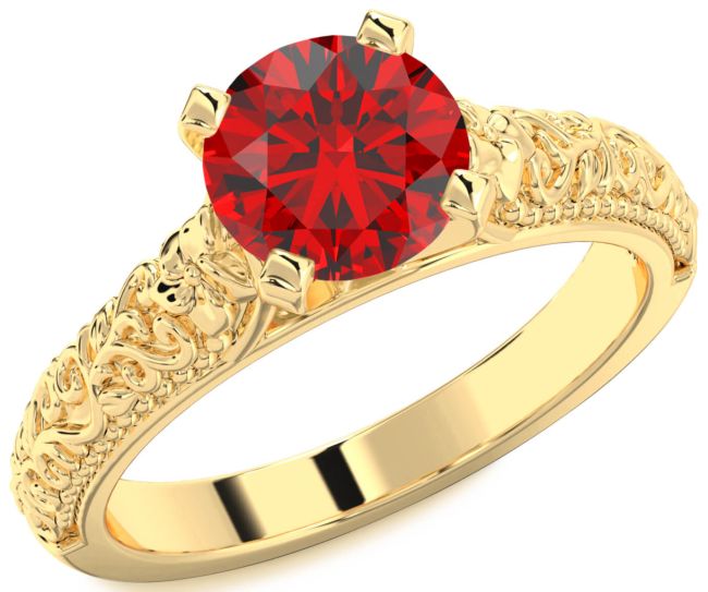 Ruby Gold Round Vintage Engagement Ring
