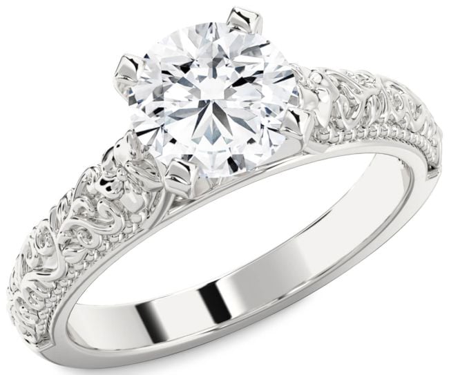 Diamond Platinum Round Vintage Engagement Ring