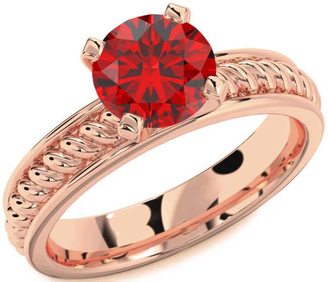 Ruby Rose Gold Knot Round Solitaire Engagement Ring