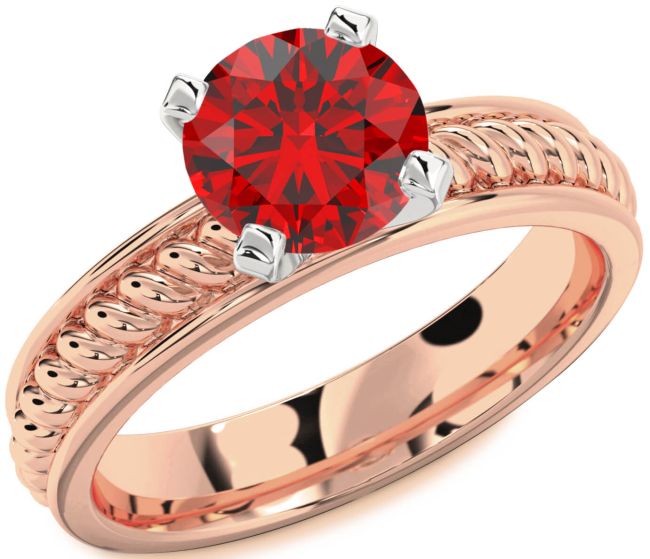 Ruby Rose Gold Silver Knot Round Solitaire Engagement Ring
