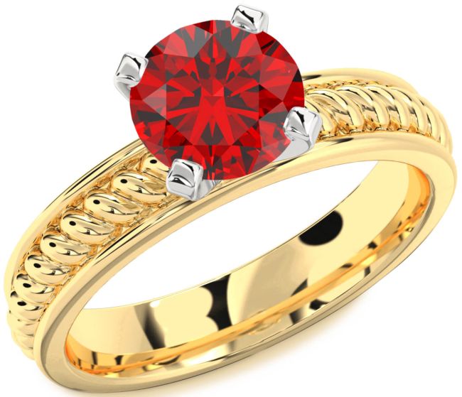Ruby Gold Silver Knot Round Solitaire Engagement Ring