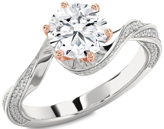 Diamond Platinum & Rose Gold Round Solitaire Engagement Ring