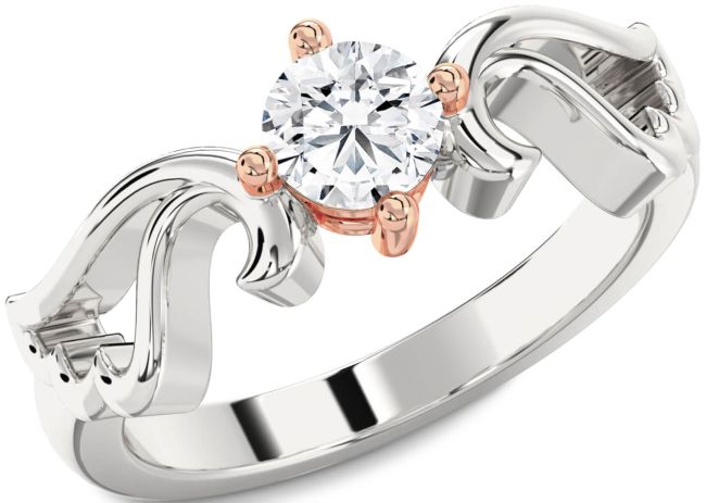 Diamond White Rose Gold Wings Ring