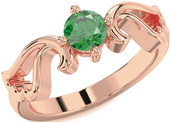 Emerald Rose Gold Wings Ring