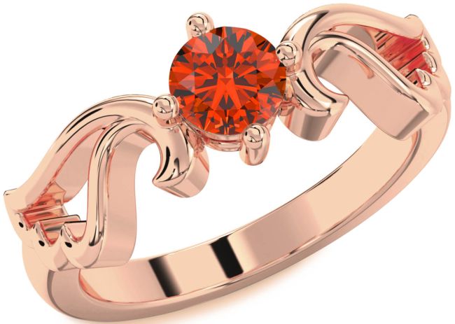 Fire Opal Rose Gold Wings Ring