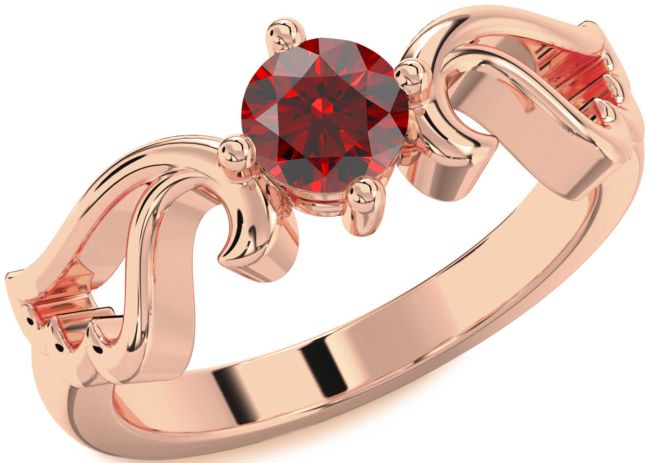 Garnet Rose Gold Wings Ring