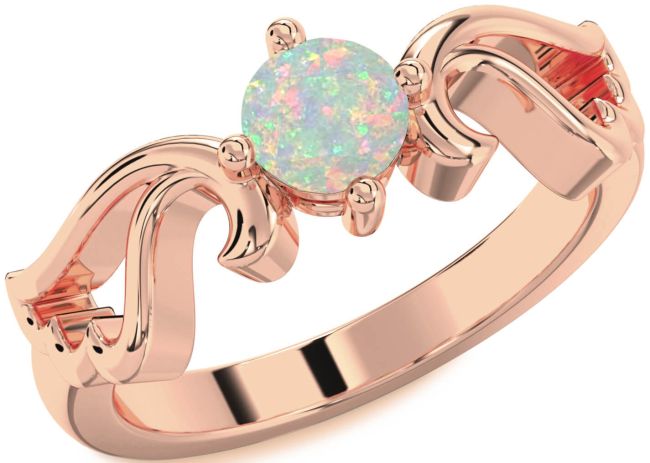 Opal Rose Gold Wings Ring
