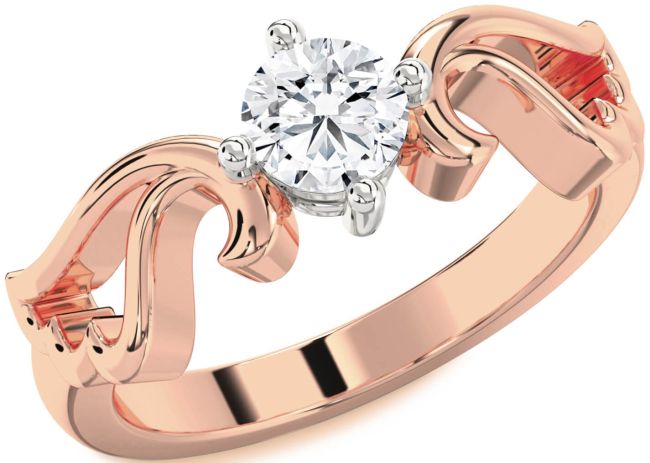 Diamond Rose Gold Silver Wings Ring