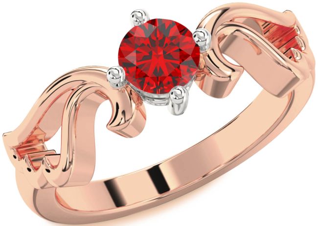 Ruby White Rose Gold Wings Ring