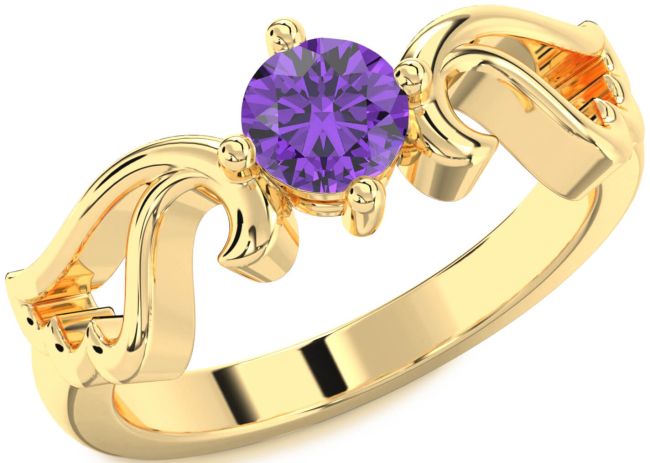 Amethyst Gold Wings Ring