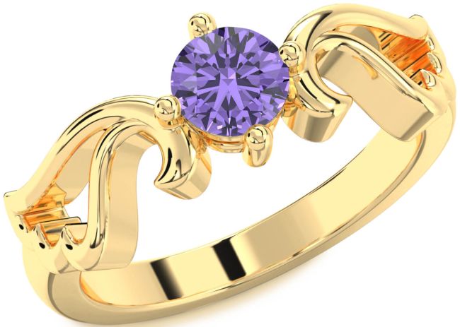 Alexandrite Gold Wings Ring