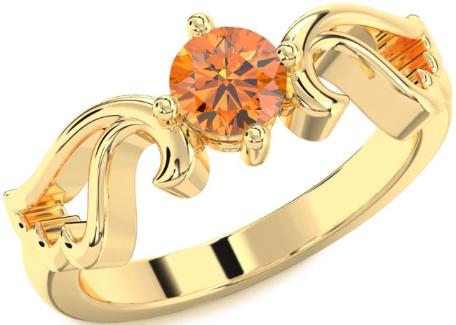 Citrine Gold Wings Ring