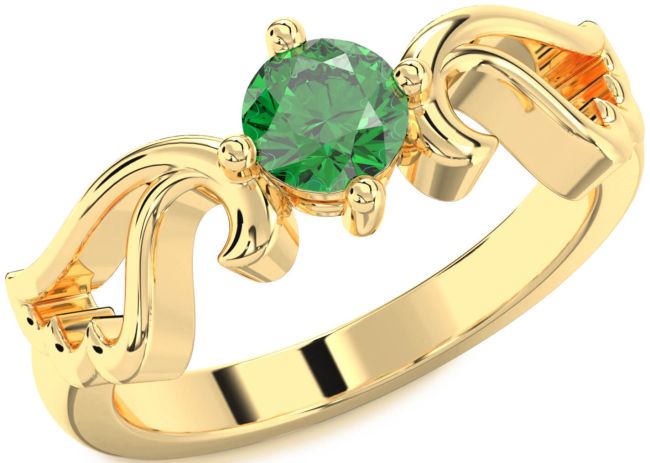 Emerald Gold Wings Ring