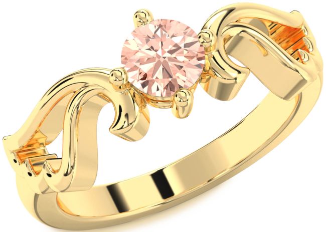 Morganite Gold Silver Wings Ring