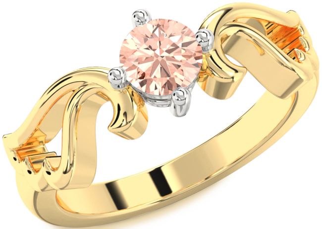 Morganite Gold Silver Wings Ring