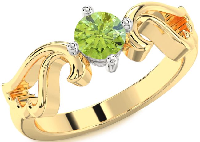 Peridot Gold Silver Wings Ring