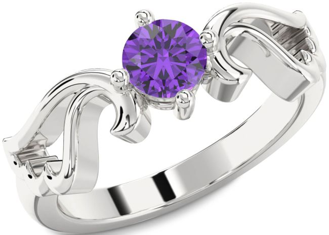 Amethyst Silver Wings Ring
