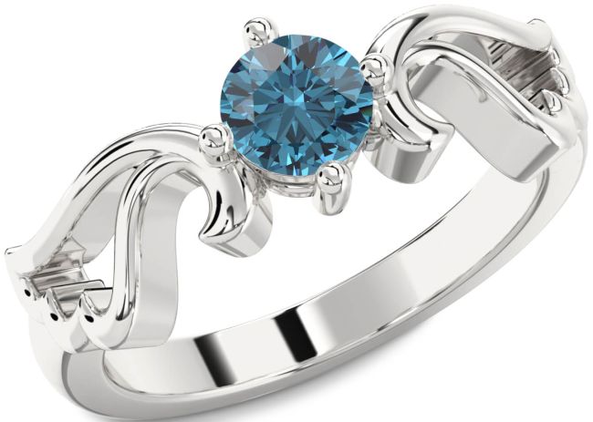 Blue Diamond Platinum Wings Ring