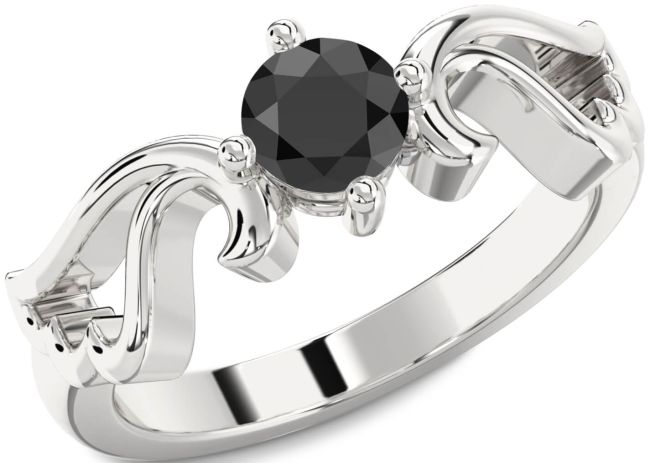 Black Onyx Silver Wings Ring