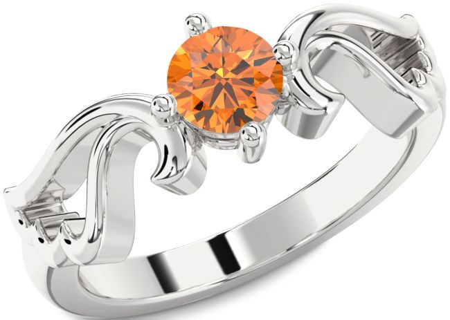 Citrine Platinum Wings Ring