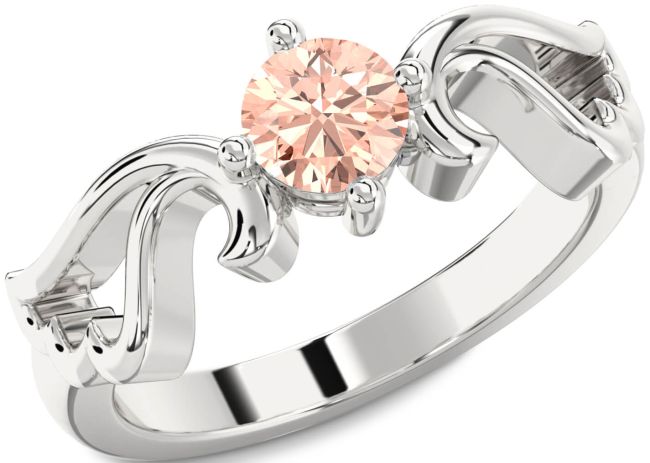 Morganite Silver Wings Ring