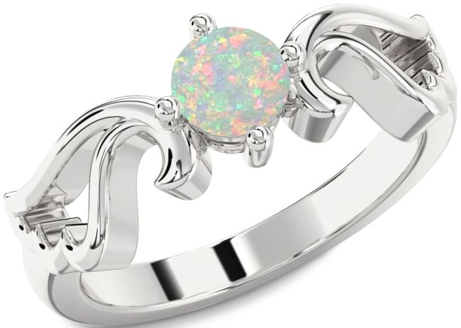 Opal Silver Wings Ring