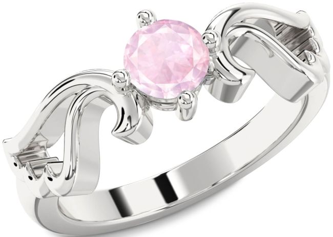 Rose Quartz Silver Wings Ring
