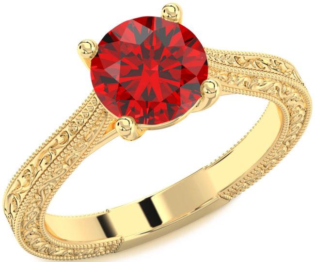 Ruby Gold Round Vintage Engagement Ring
