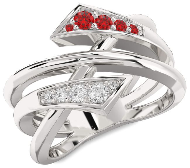 Diamond & Ruby Platinum Round Promise Ring
