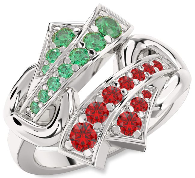 Emerald & Ruby Platinum Round Promise Ring