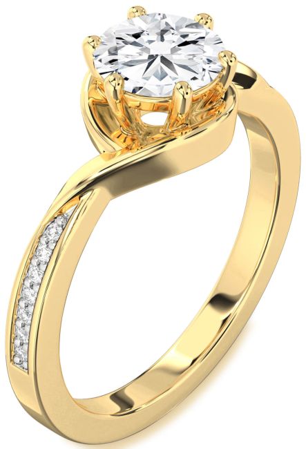 Lab Diamond Gold Round Solitaire Engagement Ring