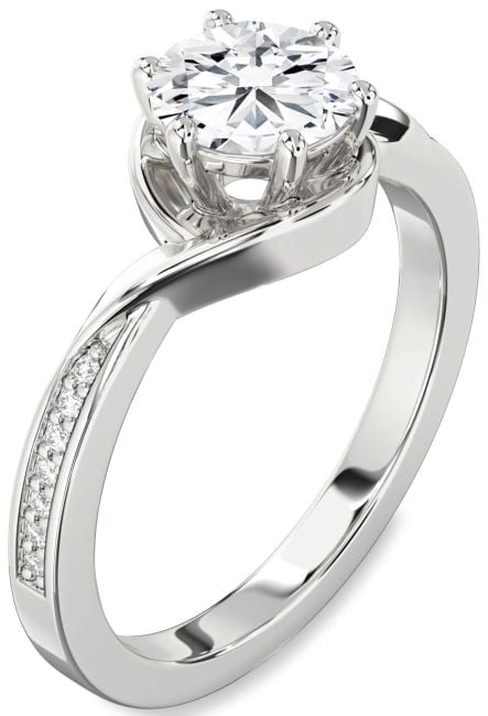 Lab Diamond Silver Round Solitaire Engagement Ring