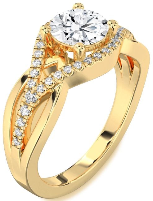 Lab Diamond Gold Round Solitaire Engagement Ring