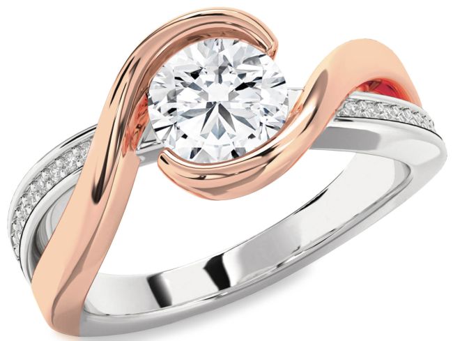 Diamond White Rose Gold Round Solitaire Engagement Ring