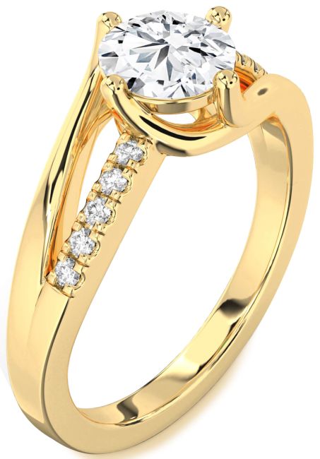 Lab Diamond Gold Round Solitaire Engagement Ring