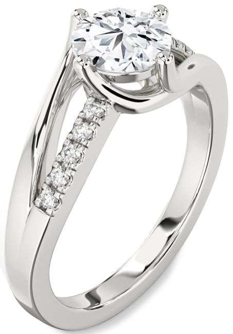 Lab Diamond Silver Round Solitaire Engagement Ring