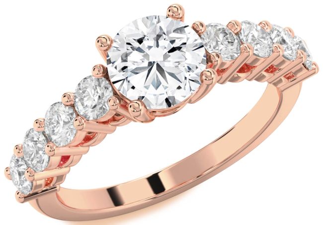 Diamond Rose Gold Silver Round Engagement Ring