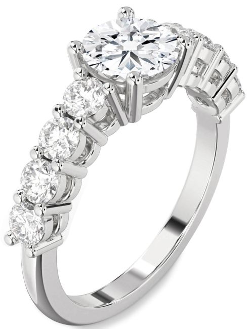 Lab Diamond Silver Round Engagement Ring