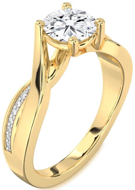 Lab Diamond Gold Round Solitaire Engagement Ring