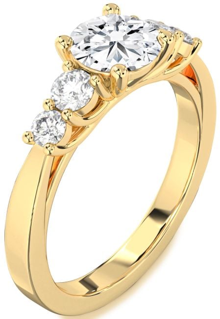 Lab Diamond Gold Round Engagement Ring