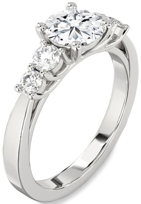 Lab Diamond Silver Round Engagement Ring