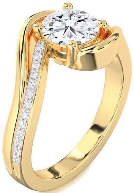 Lab Diamond Gold Round Solitaire Engagement Ring