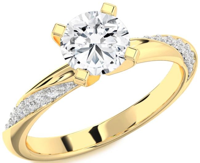 Diamond Gold Round Solitaire Engagement Ring