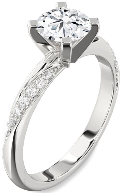 Lab Diamond Silver Round Solitaire Engagement Ring